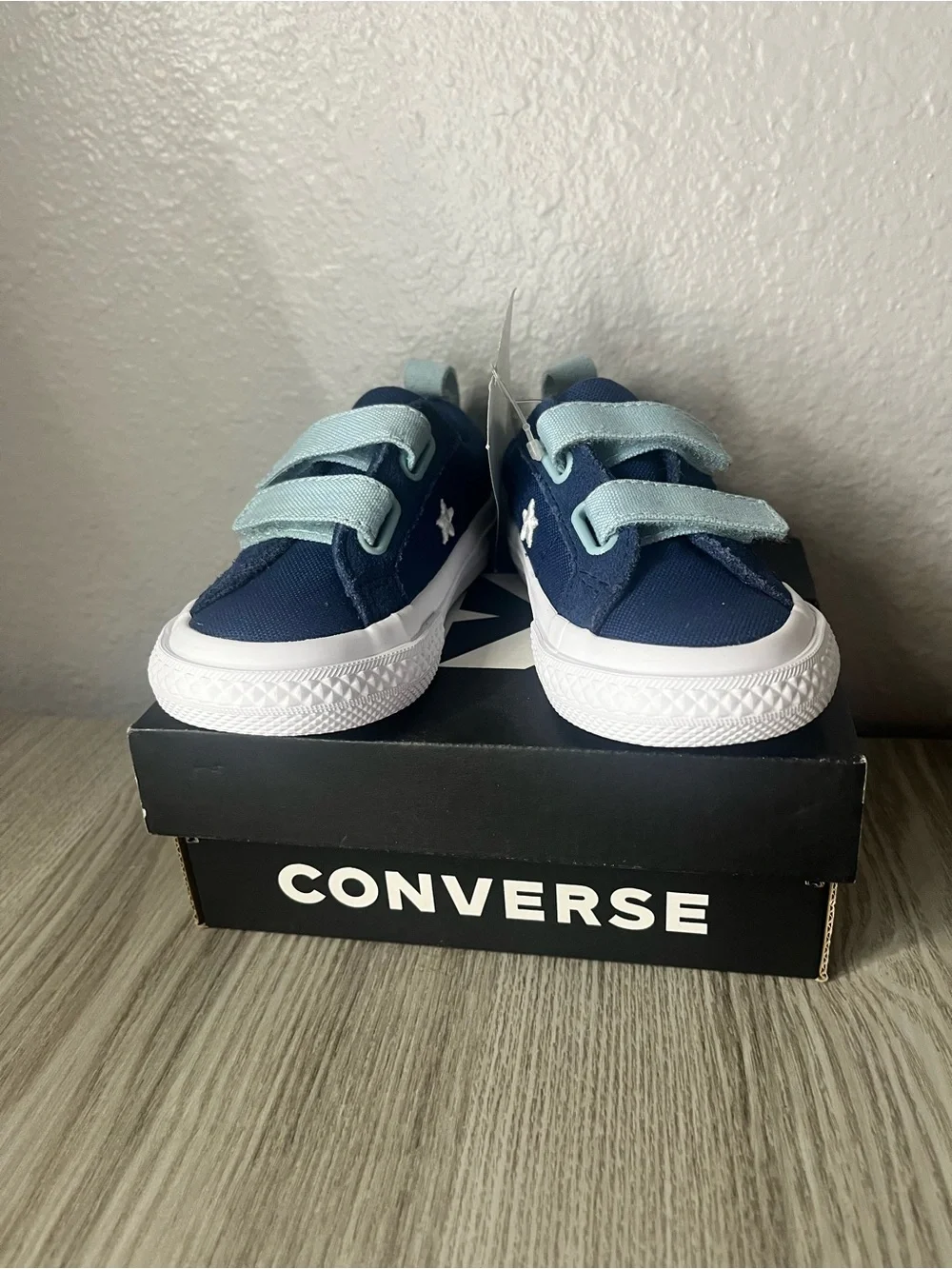 Converse Kids Navy Blue Sneakers with Light Blue Straps